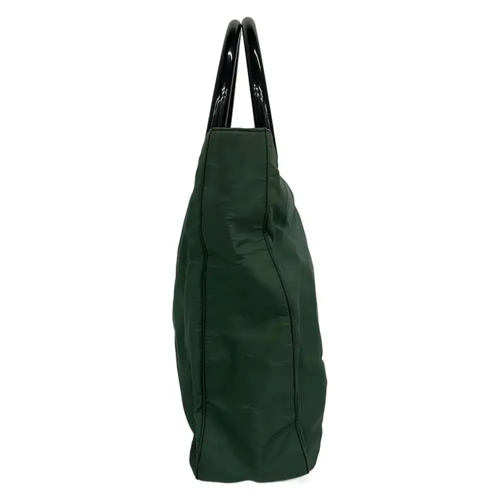 Prada Tote Bag B8367 Green Black Nylon Plastic